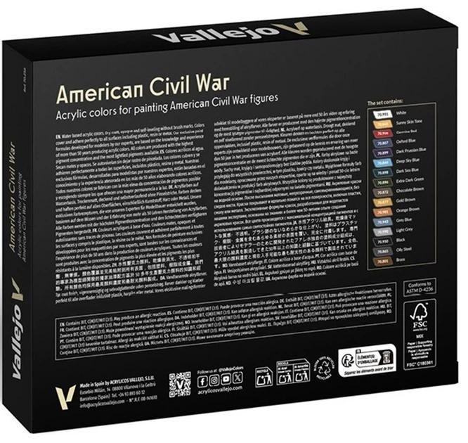 Набір акрилових фарб Vallejo Model Color Figure 70256 American Civil War 16 шт x 18 мл (8429551702560) - зображення 2