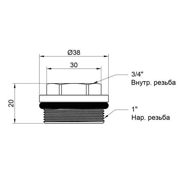 Футорка для колектора Thermo Alliance Standart 1"х3/4" ВЗ SD35420 - зображення 2