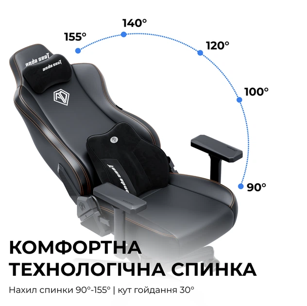 Крісло ігрове Anda Seat Kaiser 3E Grey Fabric Size XL - зображення 14