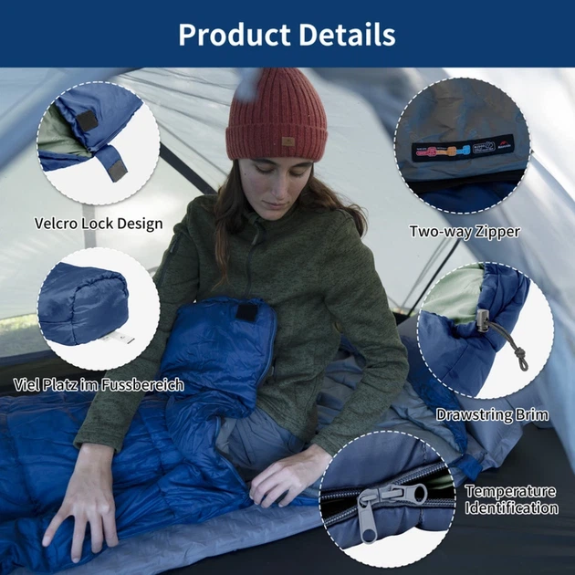 Спальник з капюшоном Naturehike MJ300 CNK2300SD014, темно-блакитний - Фото 3 Спальник з капюшоном Naturehike MJ300 CNK2300SD014, темно-блакитний - изображение 3