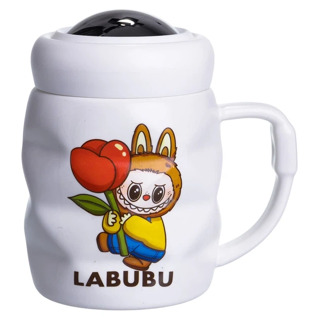 Чашка порцелянова з кришкою Labubu 400 (мл) подарункова кружка прикольна чашка для дітей на подарунок Білий з жовтим FM-54D - Фото 4 Чашка порцелянова з кришкою Labubu 400 (мл) подарункова кружка прикольна чашка для дітей на подарунок Білий з жовтим FM-54D - зображення 4