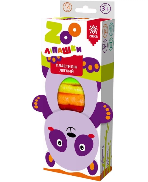 Пластилін легкий ZOOлипашки "Панда" ZIRKA 140214 (14 різнокольорових стиків по 6 г) - Фото 1 Пластилін легкий ZOOлипашки "Панда" ZIRKA 140214 (14 різнокольорових стиків по 6 г) - изображение 1