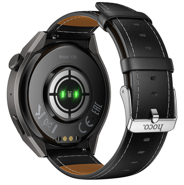 Смарт-годинник HOCO Y35 Sports з Bluetooth-дзвінками, 1.46” TFT, пульсометр, моніторинг сну, до 5 днів роботи чорний - Фото 2 Смарт-годинник HOCO Y35 Sports з Bluetooth-дзвінками, 1.46” TFT, пульсометр, моніторинг сну, до 5 днів роботи чорний - зображення 2
