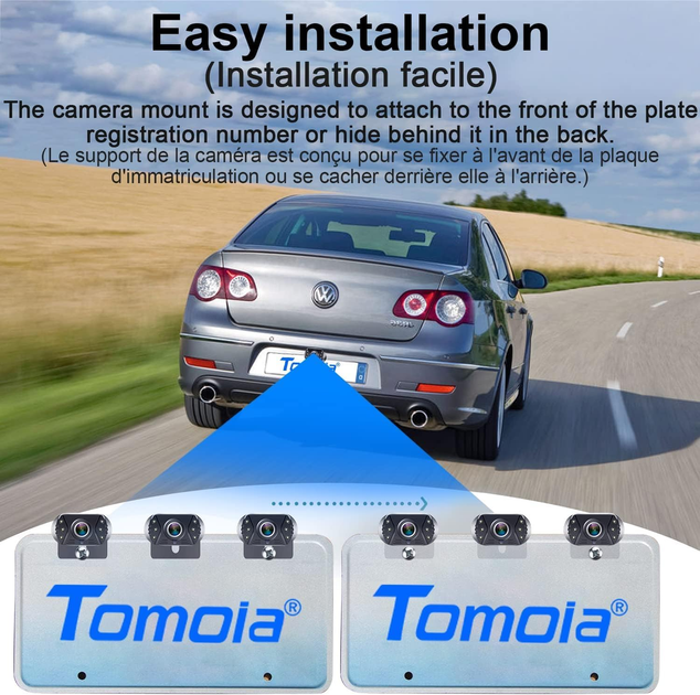 Камера заднього виду Tomoia T1 4,3 дюйма Plug-Play HD 1080P нічне бачення водонепроникна для авто/внедорожника/груз (T1-K001-X3) - зображення 6