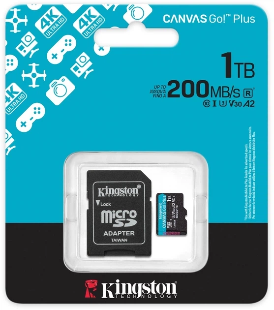 Карта памяти Kingston Canvas Go! Plus 1TB microSDXC UHS-I U3 V30 A2 + SD-адаптер (SDCG4/1TB) - изображение 3
