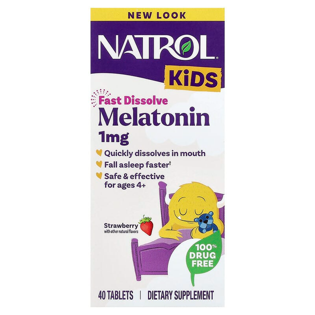 Детский мелатонин Natrol "Kids Melatonin Sleep" с экстрактом мелиссы для детей от 4 лет со вкусом клубники, 1 мг (40 жевательных таблеток) - Фото 1 Детский мелатонин Natrol "Kids Melatonin Sleep" с экстрактом мелиссы для детей от 4 лет со вкусом клубники, 1 мг (40 жевательных таблеток) - изображение 1