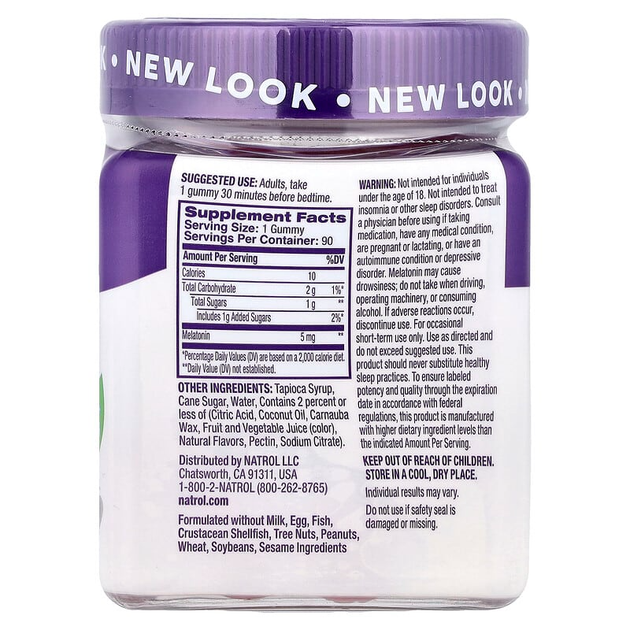 Мелатонін для нормалізації сну Natrol "Melatonin Gummies" зі смаком полуниці, 5 мг (90 жувальних цукерок) - зображення 2