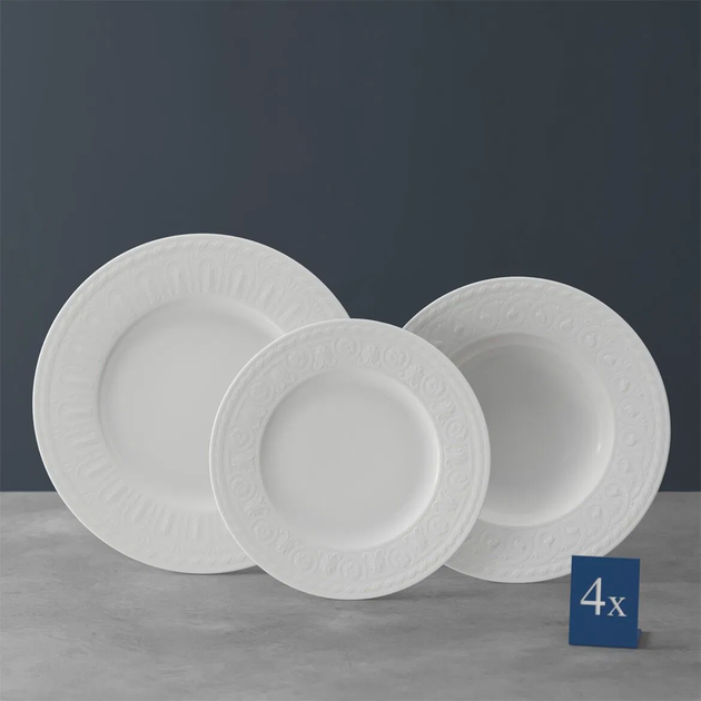 Набір столового посуду Villeroy & Boch Cellini із 12 предметів на 4 персони преміальна порцеляна білий - Фото 1 Набір столового посуду Villeroy & Boch Cellini із 12 предметів на 4 персони преміальна порцеляна білий - зображення 1