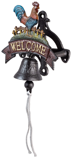 Декоративний чавунний дзвіночок Kadax Greux "Welcome" з півнем (5906638309162) - зображення 2
