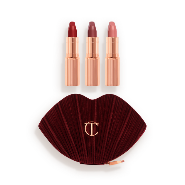 Подарочный набор матовых помад с косметичкой Charlotte Tilbury Iconic Hot Lips Trio Lipstick Gift Set 3 х 3.5 г - изображение 6