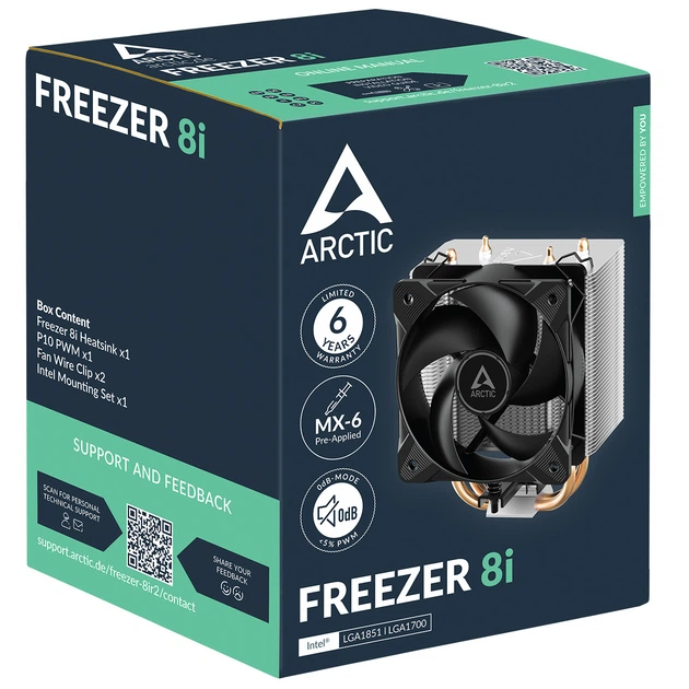 Кулер для процесора Arctic Freezer 8i компактний для Intel чорний зі сріблястим - Фото 2 Кулер для процесора Arctic Freezer 8i компактний для Intel чорний зі сріблястим - изображение 2