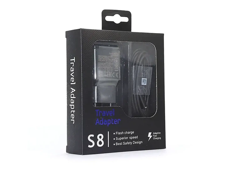 Зарядное устройство 220В 2А 15Вт с кабелем USB Type-C для быстрой зарядки Samsung S8 черное - Фото 1 Зарядное устройство 220В 2А 15Вт с кабелем USB Type-C для быстрой зарядки Samsung S8 черное - изображение 1