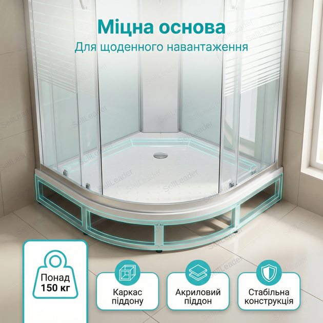 Гидромассажный бокс Vivia 90x90х210 см низкий поддон душбокс гидромассажные форсунки компактная кабина сатин - изображение 6