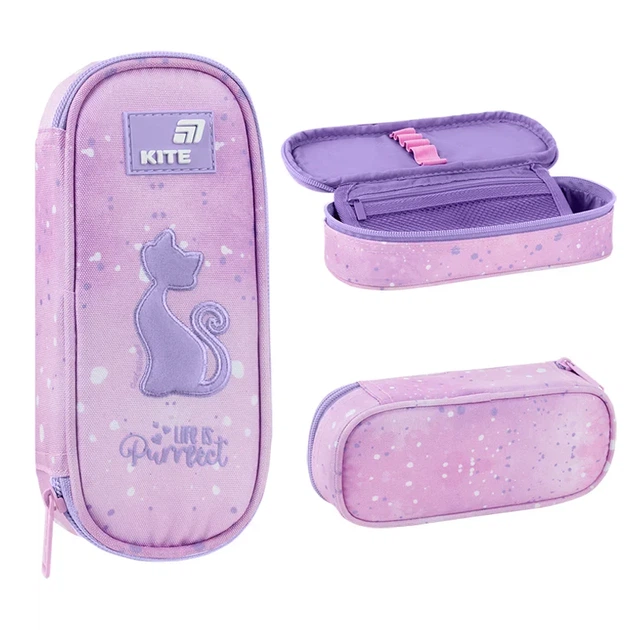 Пенал Kite Catsline K26-599-1, 1 отделение, клапан с карманом на молнии, для девочки - изображение 2