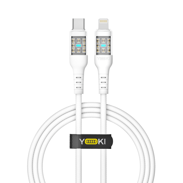 Кабель для зарядки та обміну даними USB YOKI YK-CY23 CYBER Series Type-C to Lightning 30W (3A/10V) 1.2m Білий - Фото 9 Кабель для зарядки та обміну даними USB YOKI YK-CY23 CYBER Series Type-C to Lightning 30W (3A/10V) 1.2m Білий - зображення 9