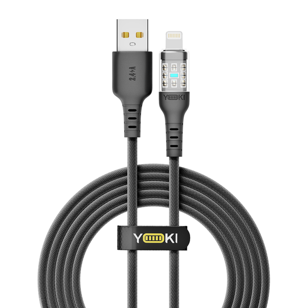 Кабель для зарядки та обміну даними USB YOKI YK-CY23 CYBER Series USB/Lightning 12W (2.4A/5V) 2m Чорний - Фото 9 Кабель для зарядки та обміну даними USB YOKI YK-CY23 CYBER Series USB/Lightning 12W (2.4A/5V) 2m Чорний - зображення 9