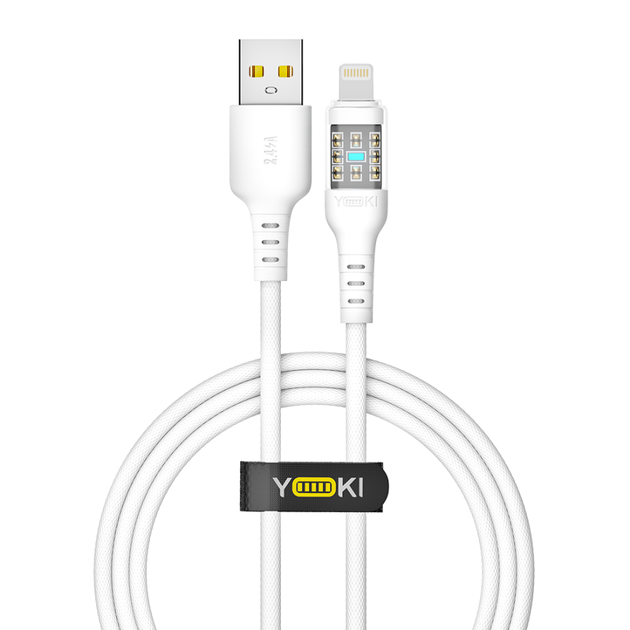 Кабель для заряджання та обміну даними USB YOKI YK-CY23 CYBER Series USB/Lightning 12W (2.4A/5V) 1.2m Білий - Фото 11 Кабель для заряджання та обміну даними USB YOKI YK-CY23 CYBER Series USB/Lightning 12W (2.4A/5V) 1.2m Білий - зображення 11