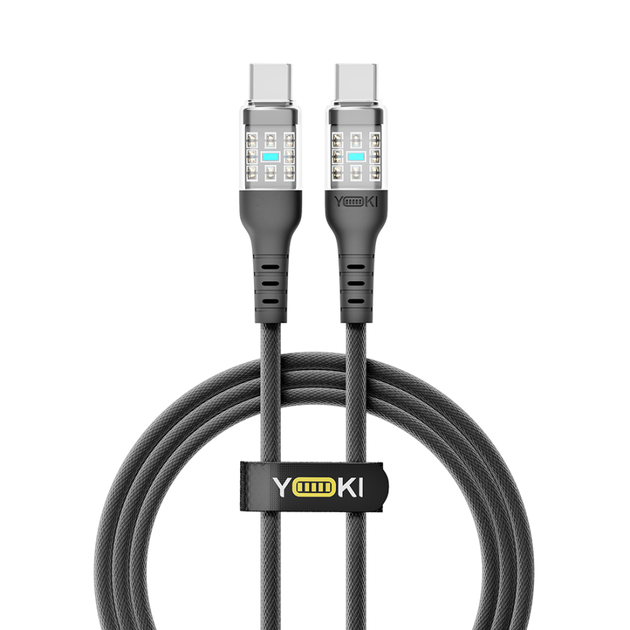 Кабель для зарядки и обмена данными USB YOKI YK-CY23 CYBER Series Type-C to Type-C 60W (3A/20V) 1.2m Черный - изображение 9