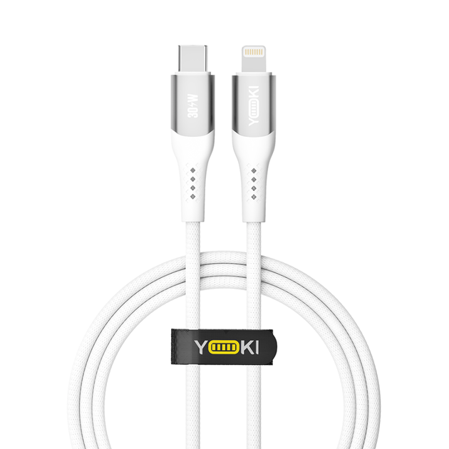 Кабель для зарядки и обмена данными USB YOKI YK-SO15 SOLID Series Type-C to Lightning 30W (3A/10V), 1.2 метра, Белый - Фото 8 Кабель для зарядки и обмена данными USB YOKI YK-SO15 SOLID Series Type-C to Lightning 30W (3A/10V), 1.2 метра, Белый - изображение 8