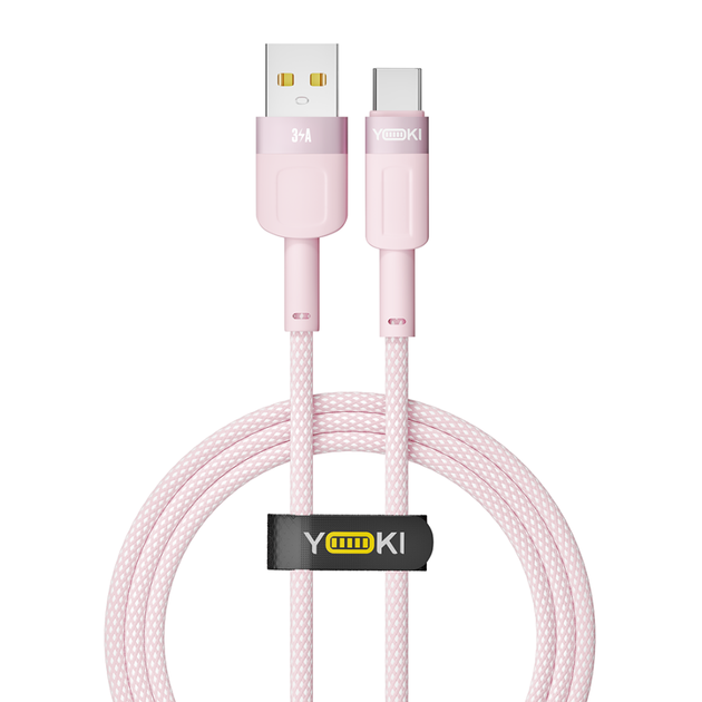 Кабель для зарядки и обмена данными USB YOKI YK-ST41 STYLE Series USB/Type C 60W (3A/20V), 1.2 метра, Розовый - изображение 7