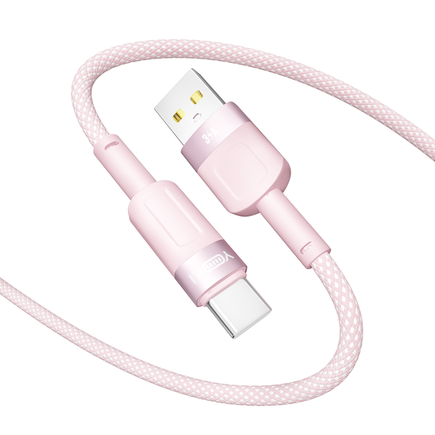 Кабель для зарядки и обмена данными USB YOKI YK-ST41 STYLE Series USB/Type C 60W (3A/20V), 1.2 метра, Розовый - изображение 10