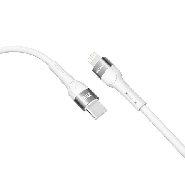Кабель для заряджання USB Ridea RC-XS51 X-Silicone Type-C to Lightning 30W (10V/3A) 1.2m Білий - Фото 4 Кабель для заряджання USB Ridea RC-XS51 X-Silicone Type-C to Lightning 30W (10V/3A) 1.2m Білий - зображення 4