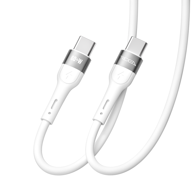 Кабель для зарядки USB Ridea RC-XS51 X-Silicone Type-C to Type-C 60W (20V/3A) 1.2m Белый - Фото 6 Кабель для зарядки USB Ridea RC-XS51 X-Silicone Type-C to Type-C 60W (20V/3A) 1.2m Белый - изображение 6
