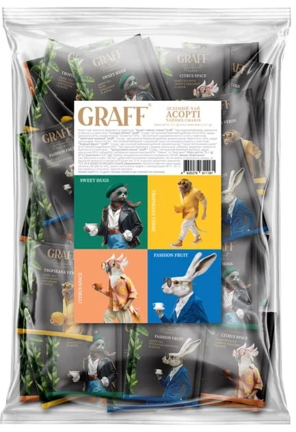 Чай в пакетиках зелений Graff Assorted flavors tea 1,5г х 48 шт (25502002) - Фото 1 Чай в пакетиках зелений Graff Assorted flavors tea 1,5г х 48 шт (25502002) - изображение 1