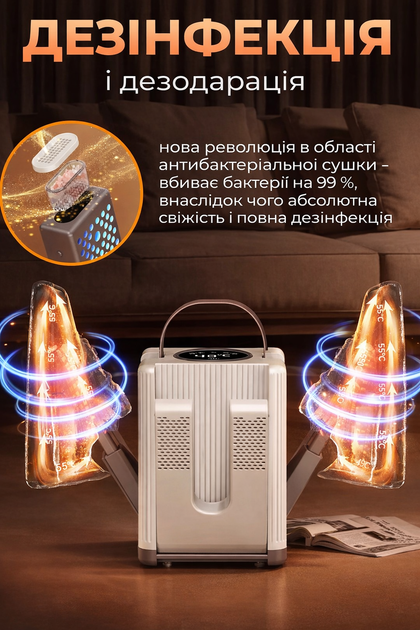 Сушарка для взуття з ультрафіолетом і таймером 220W | Швидке сушіння та дезінфекція - Фото 6 Сушарка для взуття з ультрафіолетом і таймером 220W | Швидке сушіння та дезінфекція - изображение 6