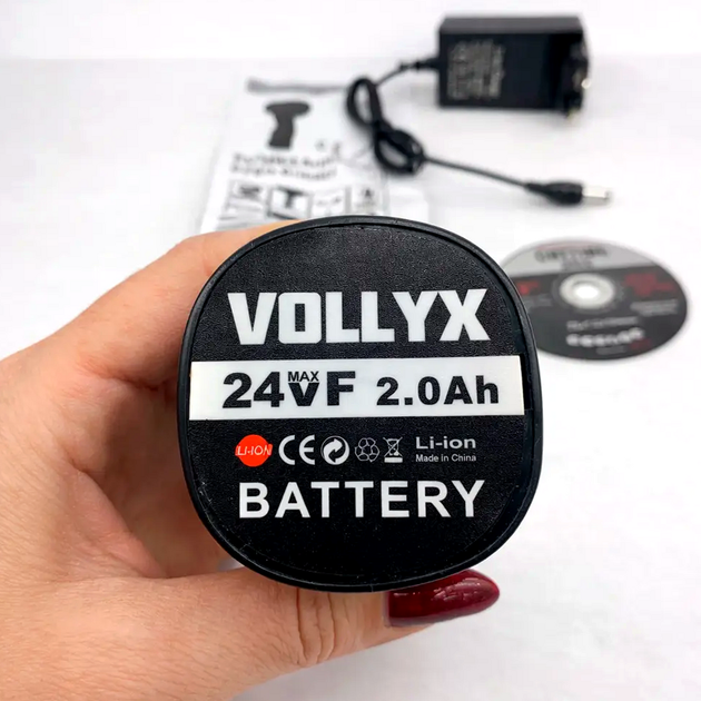 Аккумуляторная мини болгарка 24V 2 аккумулятора 2Ah для резки и шлифования VOLLYX серо-черная - изображение 6