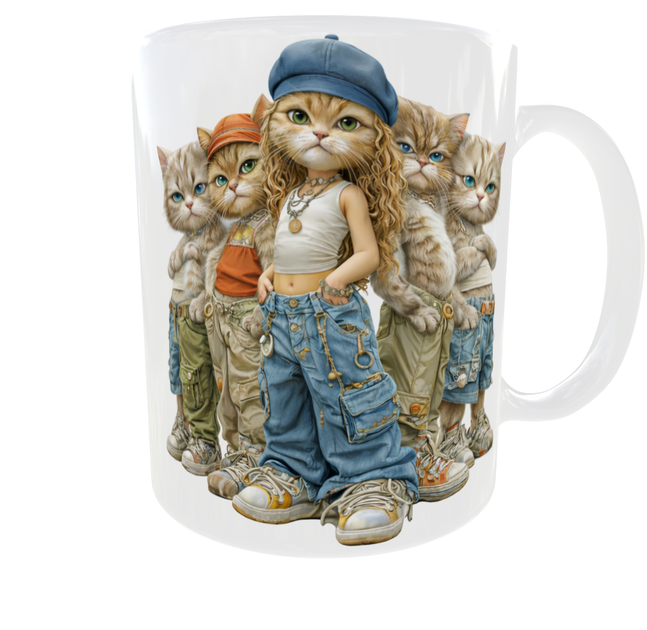 Кружка 330 мл «Cat Art Street» | Стильні коти | Подарунок дівчині, подрузі, любительці котів - зображення 4