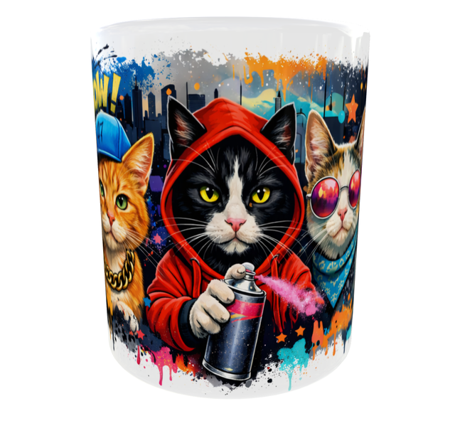 Кружка с котиками 330 мл Cat Art Urban 2026 | Модная кружка для парня и девушки | Подарок подростку, сыну, подруге 11 oz - изображение 3