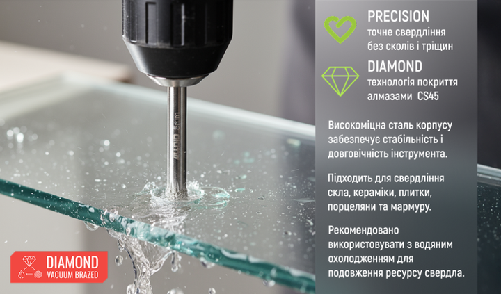 Свердло корончате алмазне по склу та кераміці Alloid Base GS-50008 8мм (2шт) - Фото 8 Свердло корончате алмазне по склу та кераміці Alloid Base GS-50008 8мм (2шт) - зображення 8