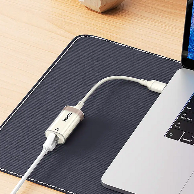 Сетевой адаптер USB to RJ45 100 Мбит/с Hoco UA41 цвет абрикосовый для подключения к Ethernet - Фото 5 Сетевой адаптер USB to RJ45 100 Мбит/с Hoco UA41 цвет абрикосовый для подключения к Ethernet - изображение 5
