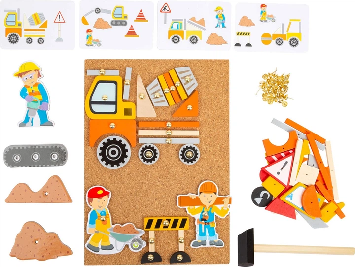 Drewniana przybijanka układanka Small Foot Construction Site z młotkiem 5410692 (4020972115737) - obraz 3