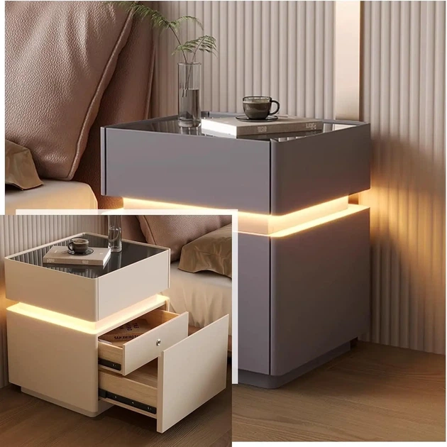 Тумба з екошкіри XXF02 LED підсвічуванням та сейфом 40х40х51 тумбочка смарт з бездротовою зарядкою та Bluetooth-аудіо - Фото 5 Тумба з екошкіри XXF02 LED підсвічуванням та сейфом 40х40х51 тумбочка смарт з бездротовою зарядкою та Bluetooth-аудіо - зображення 5