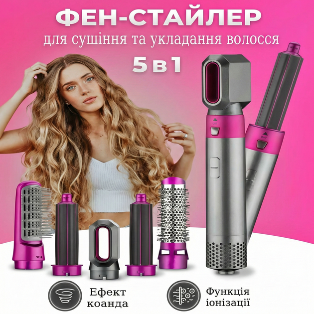 Стайлер 5в1 HAIR BRUSH Styler + кейс з функціями надання об'єму, випрямлення Фіолетовий - Фото 9 Стайлер 5в1 HAIR BRUSH Styler + кейс з функціями надання об'єму, випрямлення Фіолетовий - зображення 9