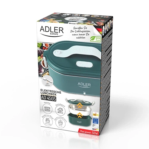 Ланч-бокс/контейнер для еды с подогревом Adler AD 4505 green, 0,8л, нержавеющая сталь, электрический (COPY) - изображение 8