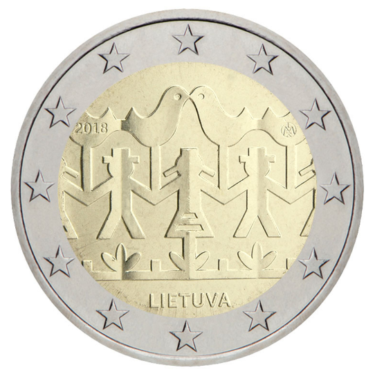 Монета 2 євро Литовські пісні і танці. UNC - Фото 1 Монета 2 євро Литовські пісні і танці. UNC - изображение 1