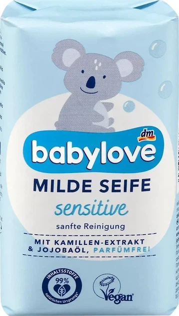 Ніжне дитяче мило Babylove Sensitive для чутливої шкіри, 100 г - Фото 1 Ніжне дитяче мило Babylove Sensitive для чутливої шкіри, 100 г - зображення 1