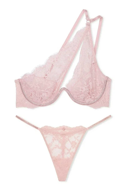Комплект Victoria’s Secret Dream Angels Twinkle Lace One-Shoulder Monowire Bra (Бюстгальтер +V-стрінги)Рожевий М - Фото 1 Комплект Victoria’s Secret Dream Angels Twinkle Lace One-Shoulder Monowire Bra (Бюстгальтер +V-стрінги)Рожевий М - изображение 1