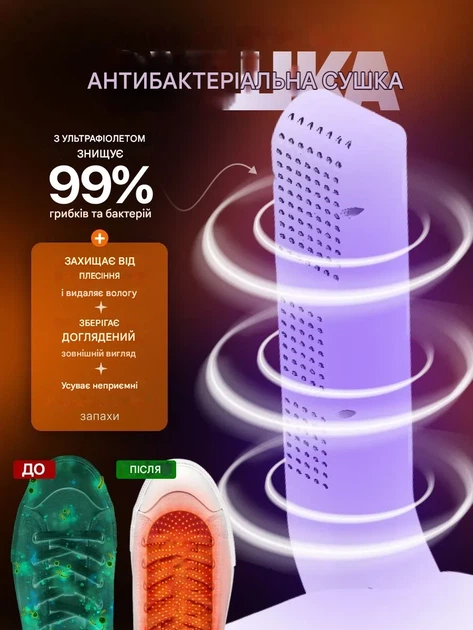 Сушарка для взуття з обдувом та УФ-стерилізатором Shoe Dryer 4 режими таймера - изображение 2