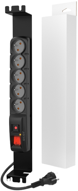 Listwa przeciwprzepięciowa Acar F5 FA RACK EMI/RFI 19" 5 gniazd 5 m Black (5904743284701) - obraz 2
