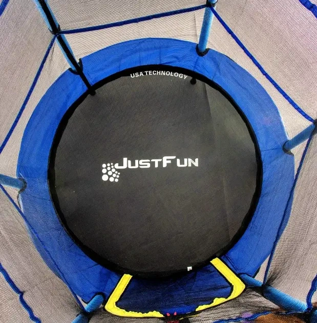 Батут Just Fun 140 см – сине-желтый, внутренняя сетка (без лестницы) – идеально подходит для 1 ребенка. - изображение 6