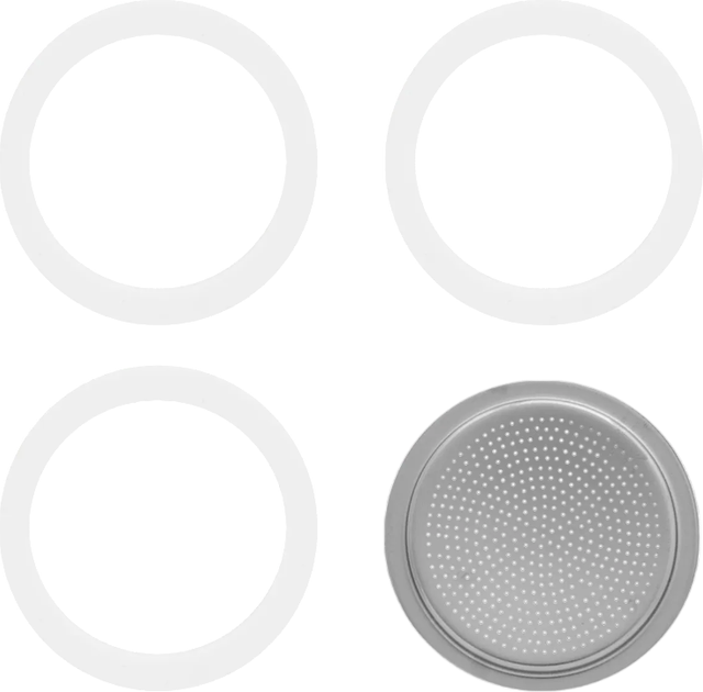 Набір Bialetti 3 ущільнювачі + сито для кавоварок на 6 чашок (8006363034050) - зображення 1