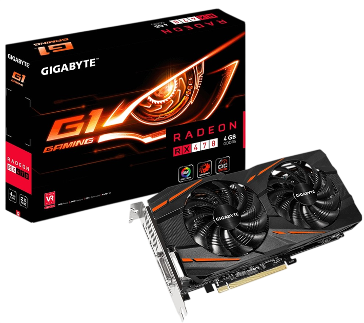 Відеокарта AMD Radeon RX 470 4GB Gigabyte G1 Gaming (GV-RX470G1 GAMING-4GD) Б/В - Фото 1 Відеокарта AMD Radeon RX 470 4GB Gigabyte G1 Gaming (GV-RX470G1 GAMING-4GD) Б/В - зображення 1