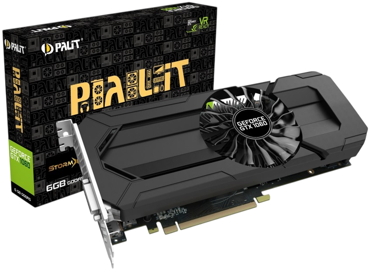 Відеокарта GeForce GTX 1060 6GB Palit StormX (NE51060015J9-1061F) Б/В - Фото 1 Відеокарта GeForce GTX 1060 6GB Palit StormX (NE51060015J9-1061F) Б/В - зображення 1