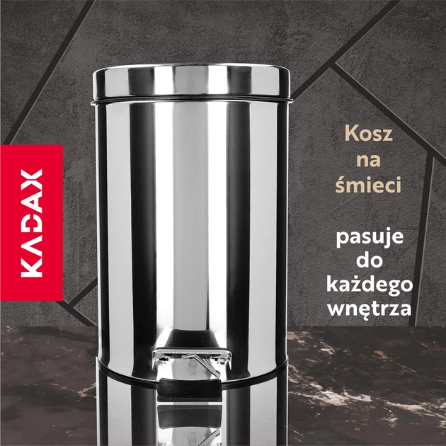 Kosz na śmieci Kadax stalowy otwierany na pedał 5 L 93104 (5902730380177) - obraz 5