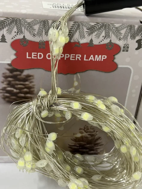 Гірлянда мідний дріт 2,0м 200LED біле світло 10 ниток Конський хвіст COPPER-WIRE-200W-2 для внутрішнього декору - зображення 7