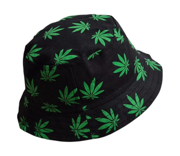 Панама с принтом Конопля (Cannabis) Черная 100% хлопок (коттон), р. 55-56 - изображение 3